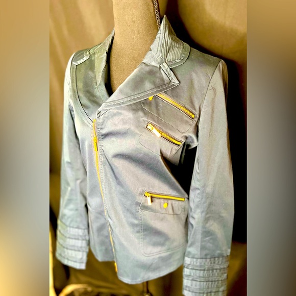 🤩 NEW ITEM! Z SPOKE by ZAC POSEN NAVY BLUE Coat Gold Zipper - Picture 2 of 13